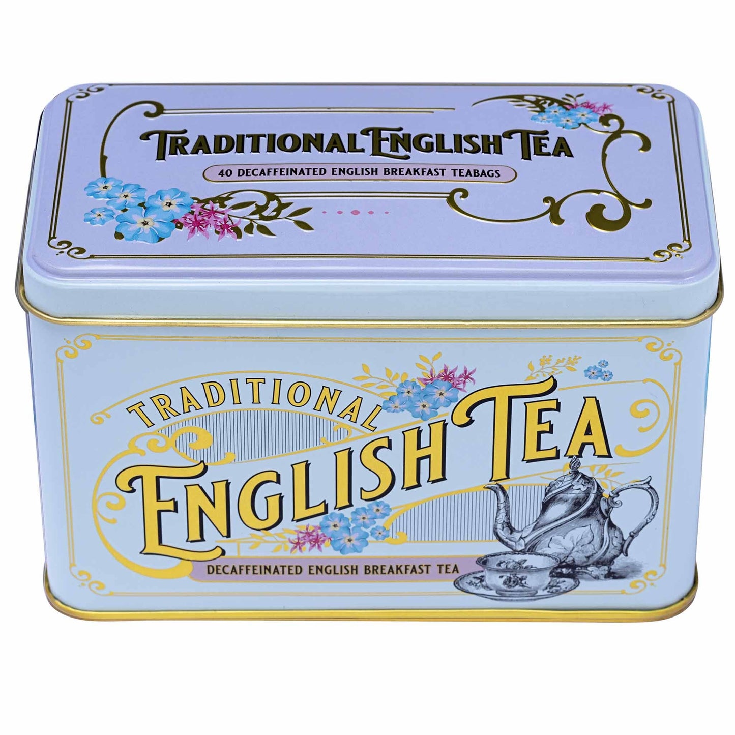 Vintage Victorian Powder-Blue Tea Caddy With 40 Decaffeinated English Breakfast Teabags Tea Tins New English Teas 