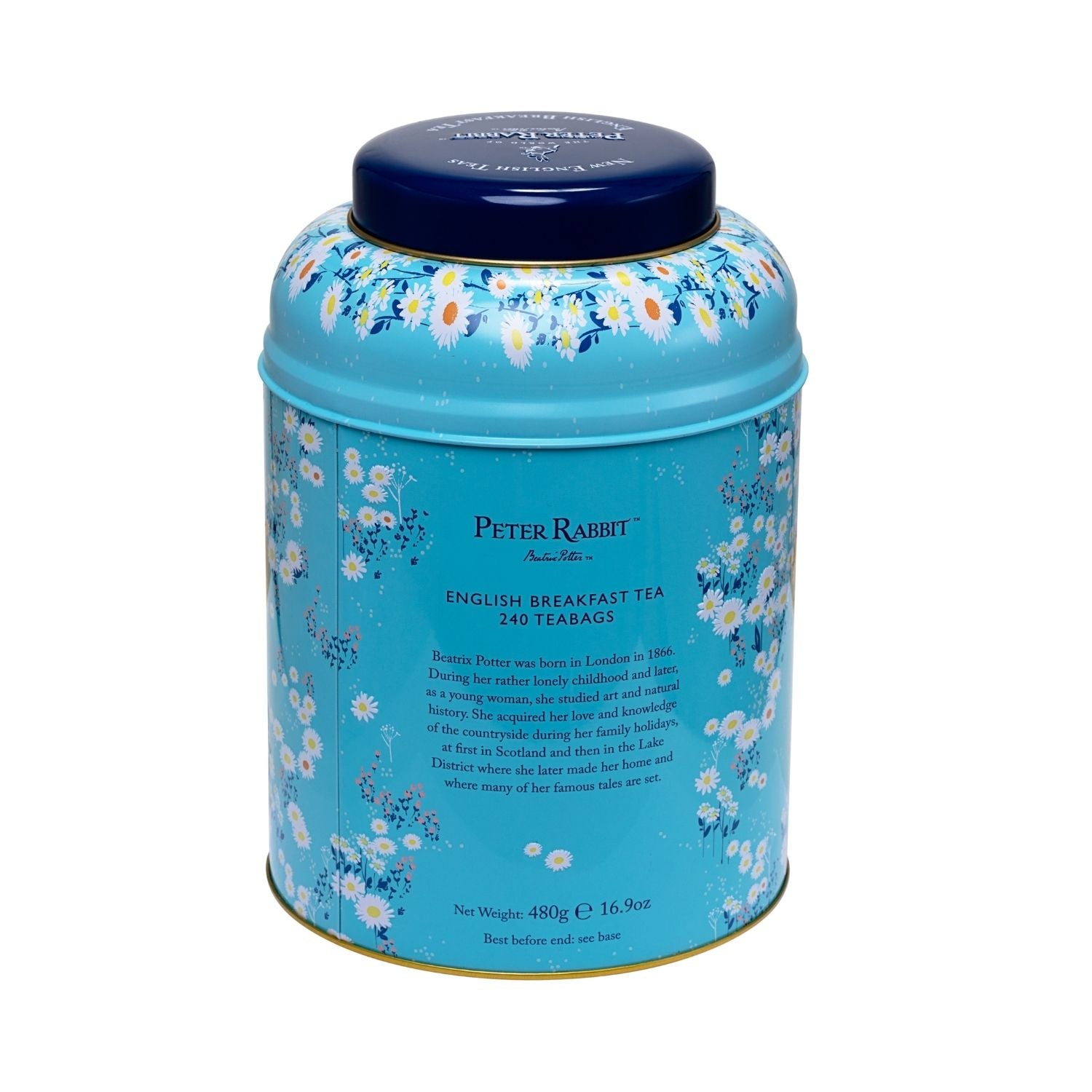 Peter Rabbit's Daisies Tea Caddy with 240 English Breakfast teabags Black Tea New English Teas 