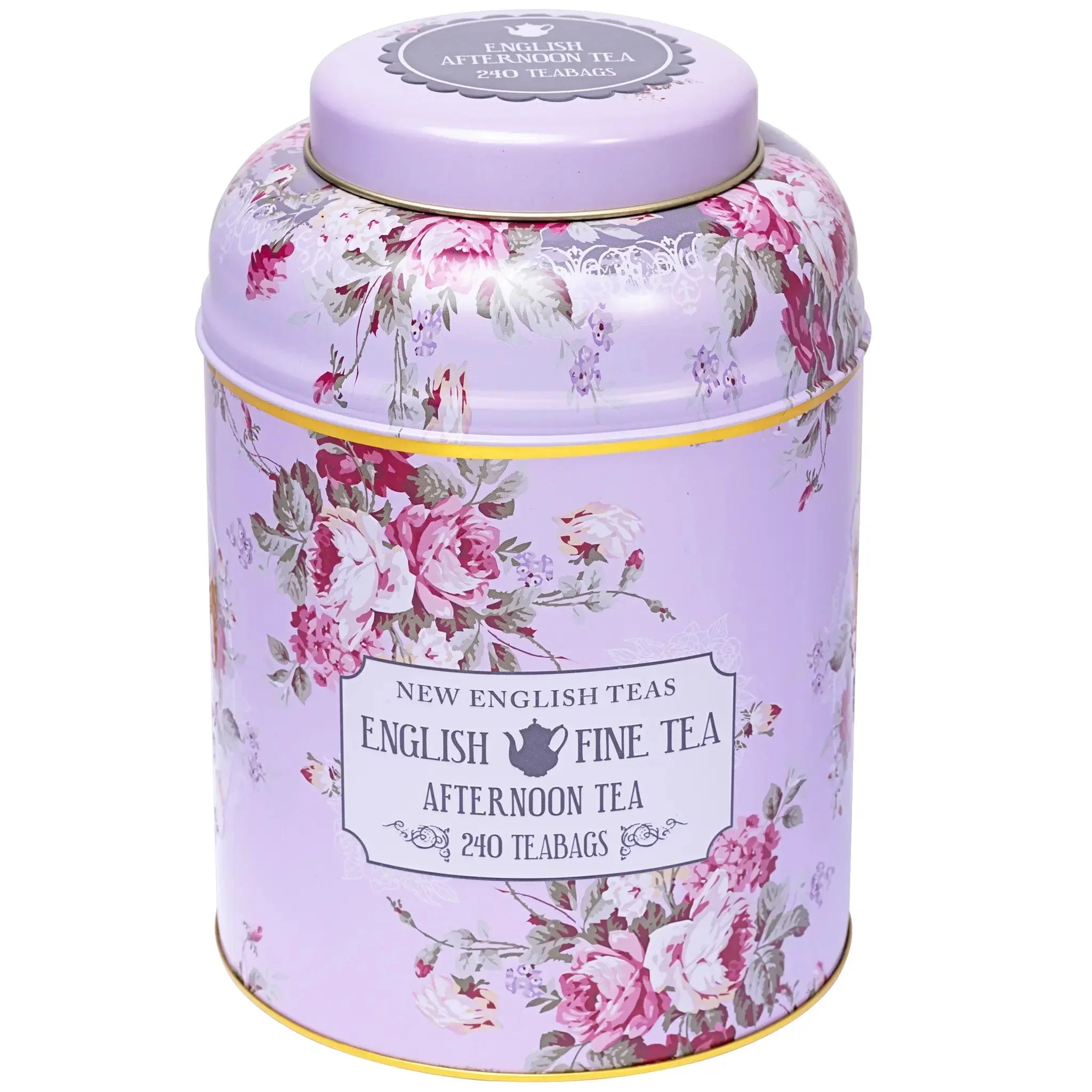 XL Vintage Tea Caddy in Floral Lavender Tea Tins New English Teas 