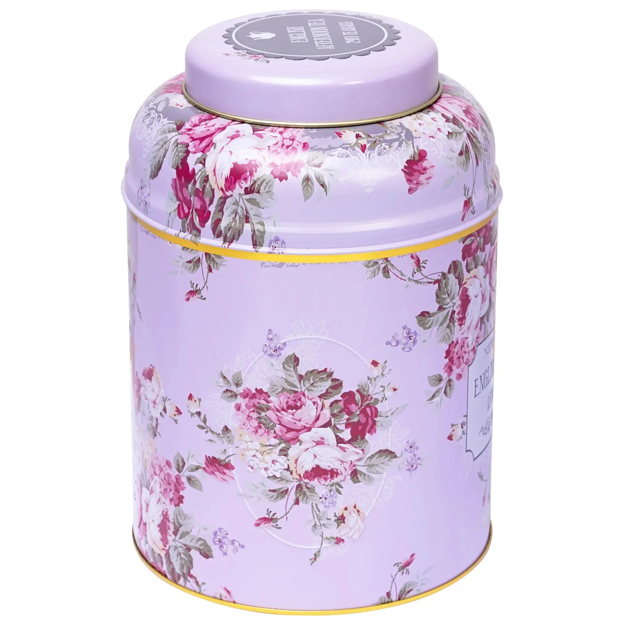 XL Vintage Tea Caddy in Floral Lavender Tea Tins New English Teas 