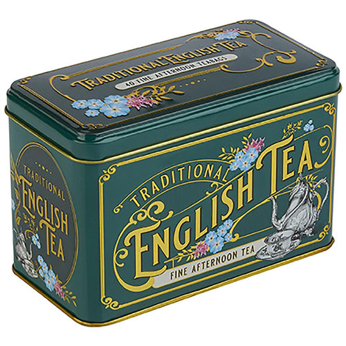 Vintage Victorian Bottle-Green Tea Tin with 40 English Afternoon Teabags Black Tea New English Teas 