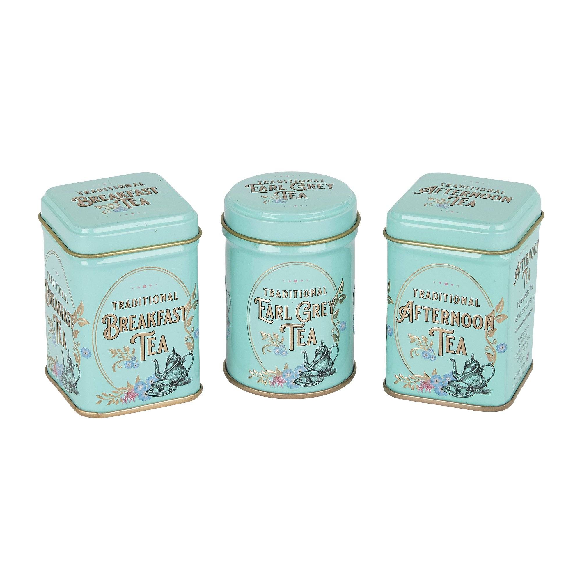 Vintage Victorian Mini Tea Tin Triple Gift Pack Black Tea New English Teas 