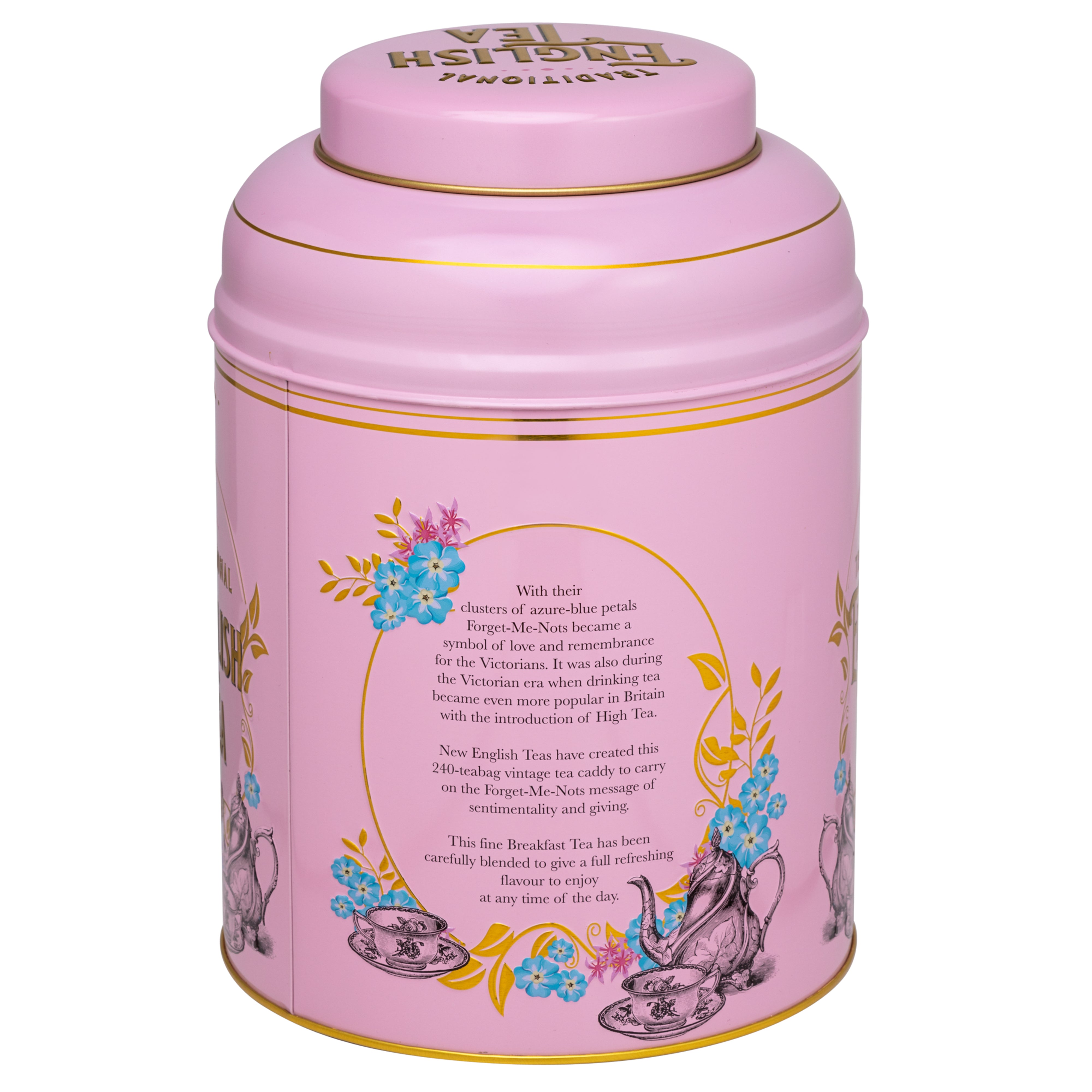 Vintage Victorian Rose-Pink Tea Caddy with 240 English 1869 Blend Teabags Black Tea New English Teas 